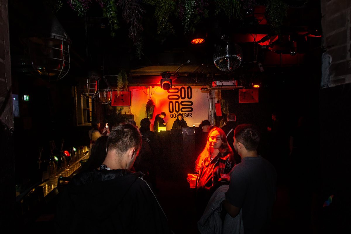 The room in red, full to the back wall